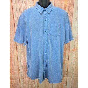Travis Mathew Mens XXL Blue Button-Up Polo Shirt (Thin Fit)
